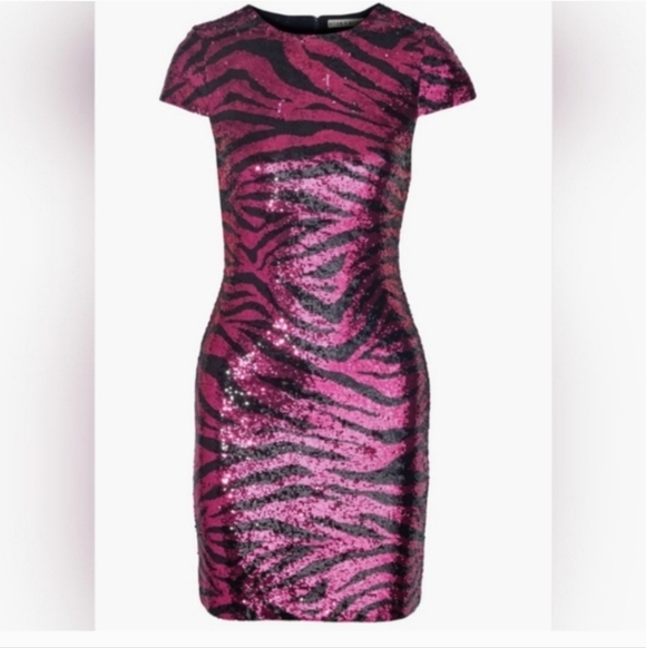 Alice + Olivia nat tiger print sequin mini dress Size 12 NWOT $695 - Picture 9 of 15